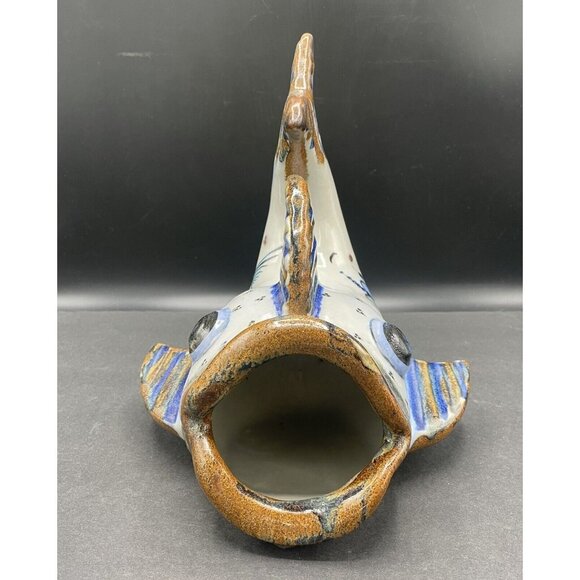 Ken Edwards Tonala Mexican Pottery Wide Mouth Fish Handmade Hand Painted Signed - Picture 3 of 13